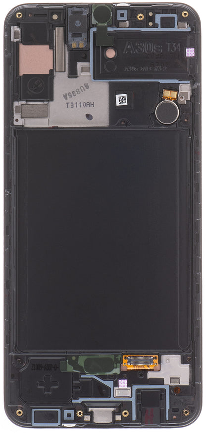 Display with Touchscreen Samsung Galaxy A30s A307, with Frame, Black, Service Pack GH82-21190A