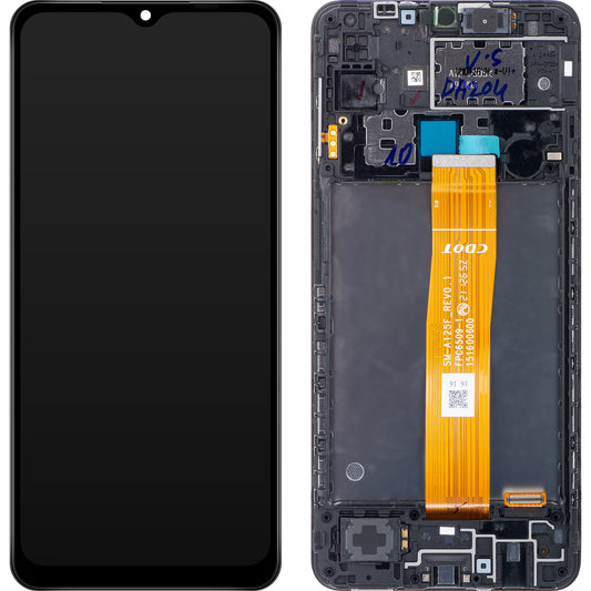 Touchscreen Display Samsung Galaxy A12 A125, with Frame, Black, Service Pack GH82-24491A