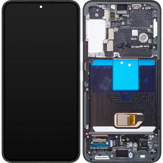 Touchscreen Display Samsung Galaxy S22 5G S901, with Frame, Black, Service Pack GH82-2757521A