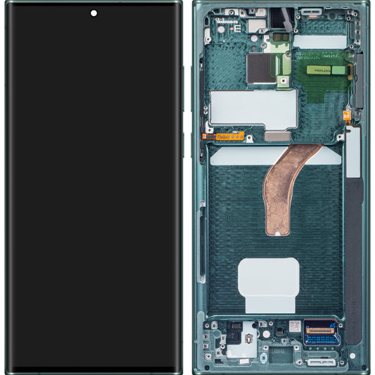 Touchscreen Display Samsung Galaxy S22 Ultra 5G S908, with Frame, Green, Service Pack GH82-27488D 