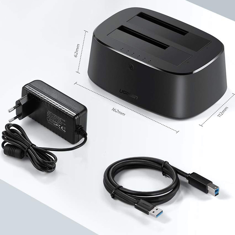 UGREEN CM198 Docking Station (50857) for HDD / SSD SATA 2.5inch / 3.5inch, Black