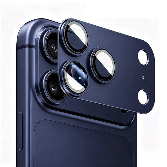 Blueo Integrated Metal Rear Camera Protector for Apple iPhone 17 Pro, Tempered Glass, Dark Blue