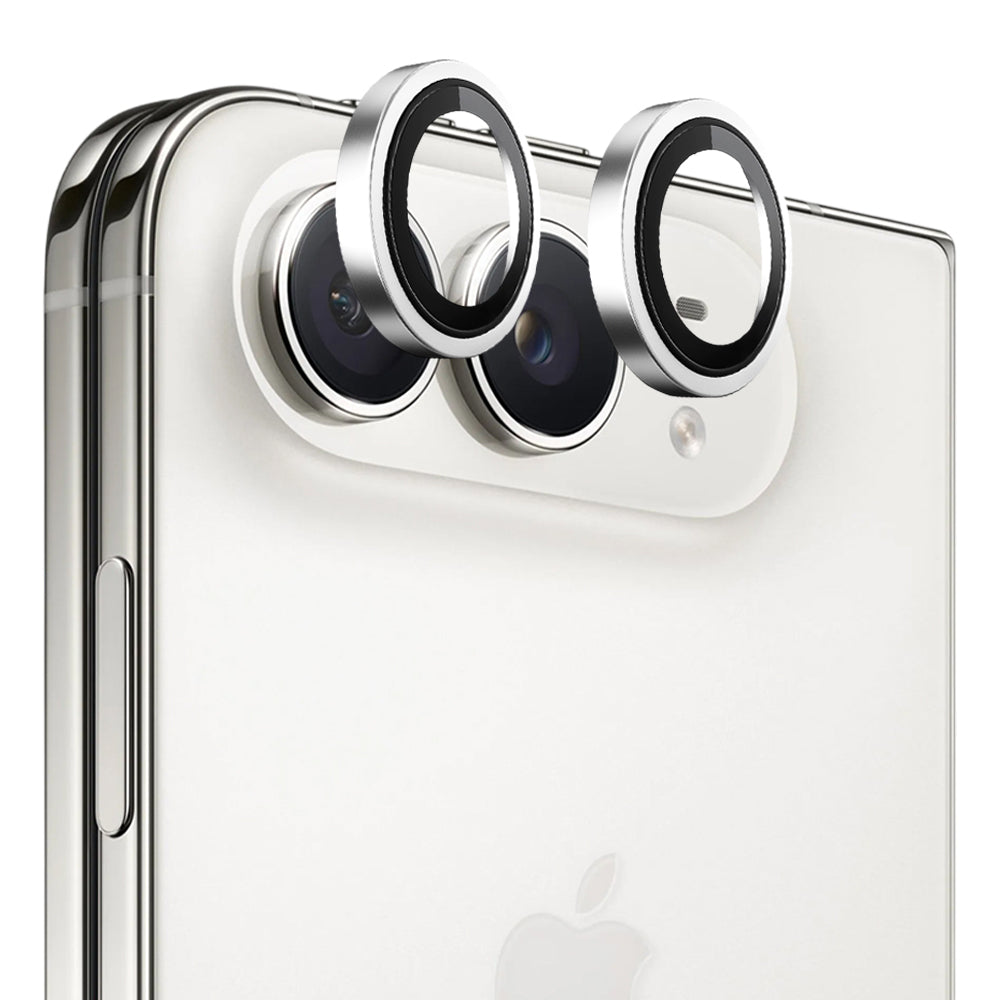 Blueo Metal Frame Rear Camera Protector for Apple iPhone Duo, Tempered Glass, Silver