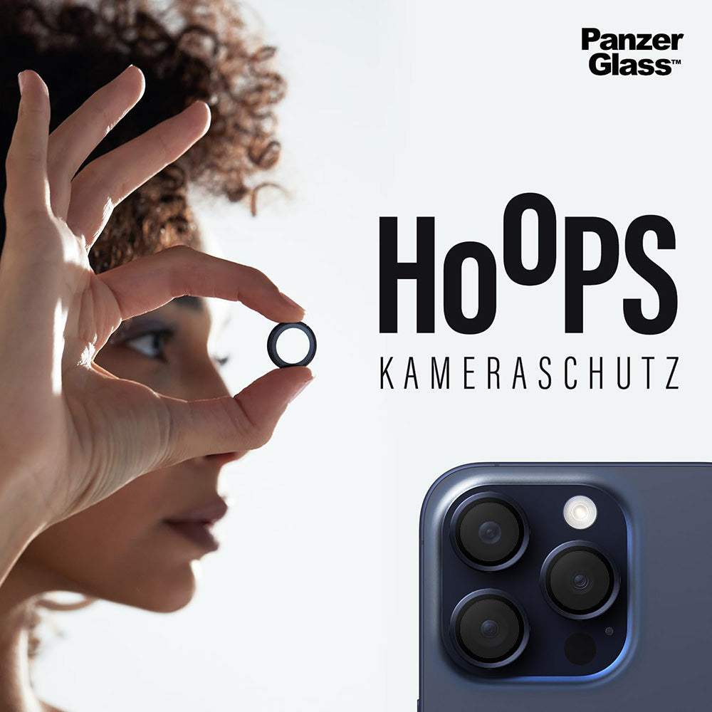 Rear Camera Protection Film PanzerGlass Hoops for Apple iPhone 16 Plus / 16, Tempered Glass, Black