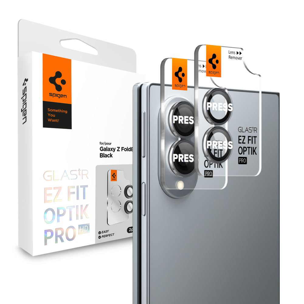 Spigen GlastR EZ FIT Optik Pro HD Rear Camera Protective Film for Samsung Galaxy Z Fold8 F971, Tempered Glass, Set of 2 pieces, Black AGL11944