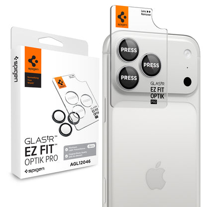 Spigen GlastR EZ FIT Optik Pro Rear Camera Protective Film for Apple iPhone 18 Pro / 18 Pro Max, Tempered Glass, Set of 2 pieces, Silver AGL12046