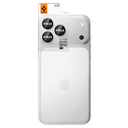 Spigen GlastR EZ FIT Optik Pro Rear Camera Protective Film for Apple iPhone 18 Pro / 18 Pro Max, Tempered Glass, Set of 2 pieces, Silver AGL12046