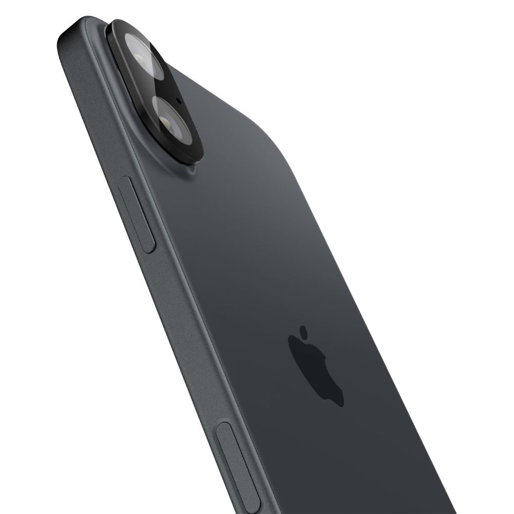 Folie de protectie Camera Spate Spigen GlastR Optik pentru Apple iPhone 16 Plus / 16, Sticla Securizata, Set 2 bucati, Neagra AGL07922