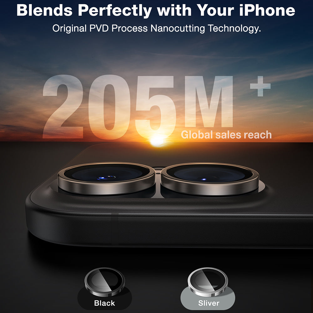 Torras Lensguard Rear Camera Protection Film for Apple iPhone 16 Plus / 16, Tempered Glass, Black