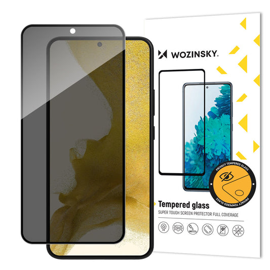 WZK AntiSpy Privacy Screen Protector for Samsung Galaxy S23+ S916, Tempered Glass, Full Glue