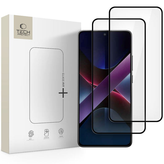Folie de protectie Ecran Tech-Protect FIT+ pentru Xiaomi Poco X7 Pro, Sticla Securizata, Full Glue, Set 2 bucati, 2.5D