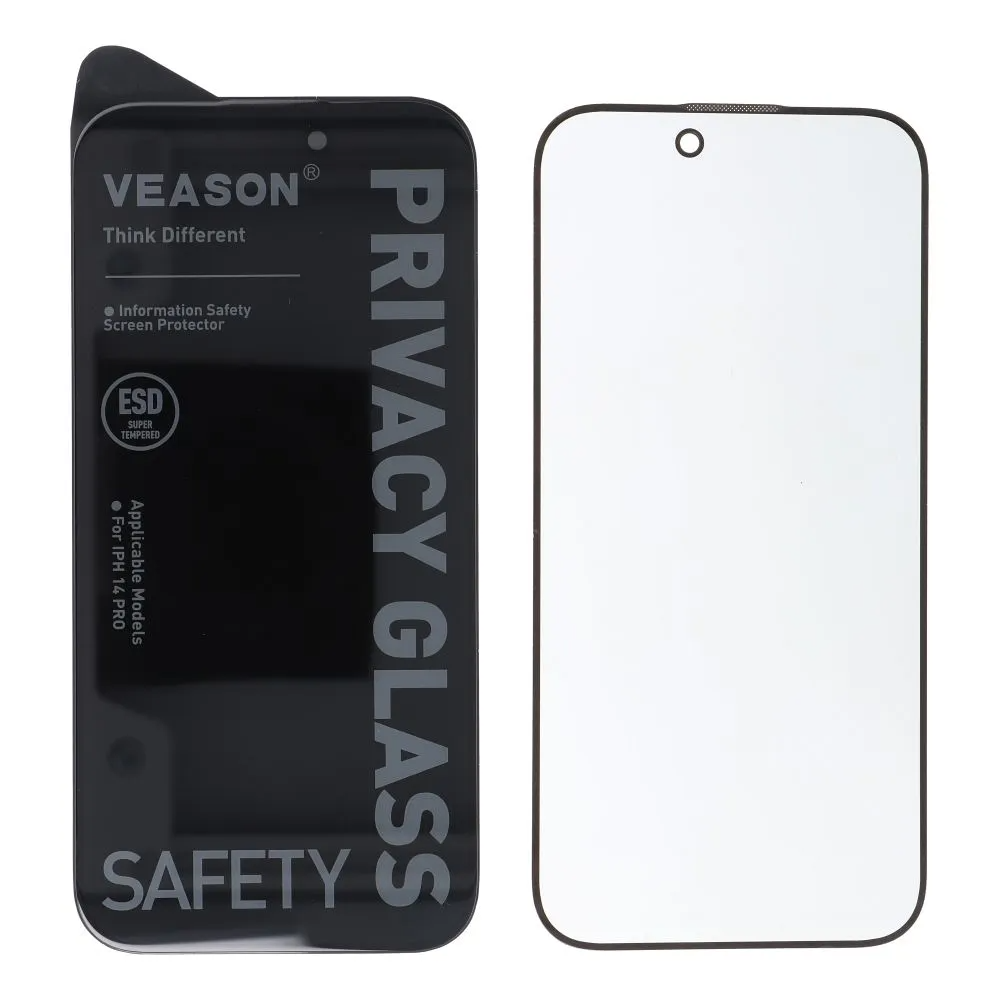 Veason Privacy Screen Protector for Apple iPhone 14 / 13 Pro, Tempered Glass, Full Glue, 6D
