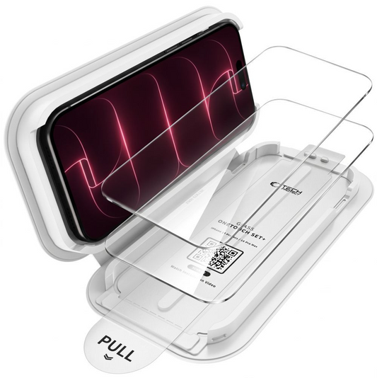 Tech-Protect OneTouch Screen Protector for Apple iPhone 18 Pro / 17 Pro, Tempered Glass, Full Glue, Set of 2 pieces, Transparent