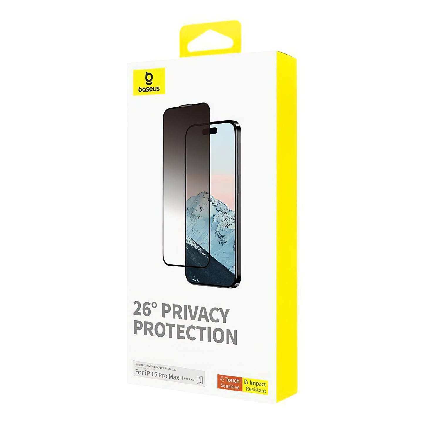 Privacy Screen Protector Baseus Diamond for Apple iPhone 15 Pro Max, Secure Glass, Full Glue P60057405203-03