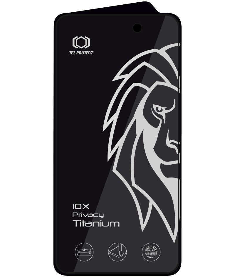 Tel Protect 10X Plus Titanium Privacy Screen Protector for Apple iPhone 17 Pro, Tempered Glass, Full Glue