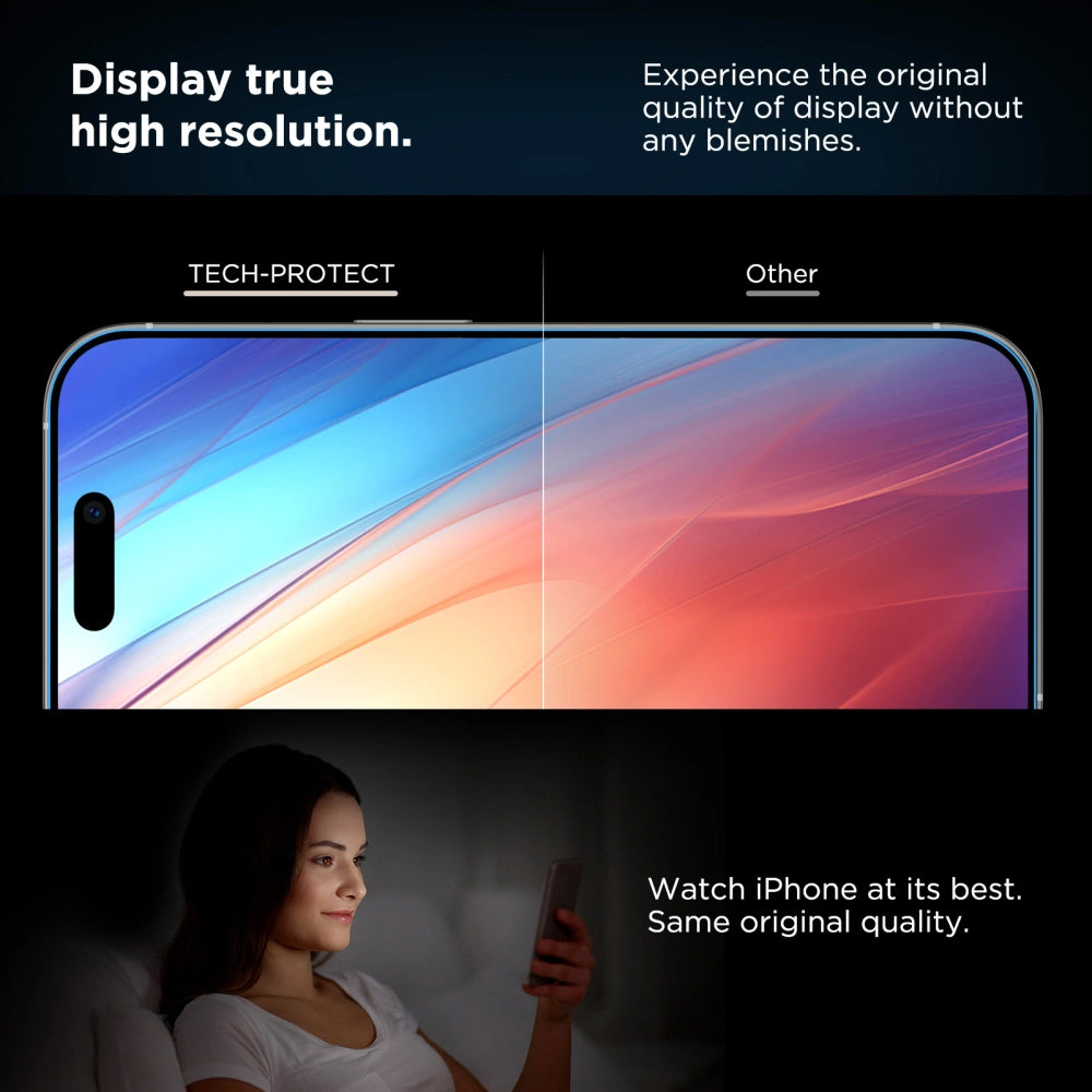 Tech-Protect Quick Set+ Screen Protector for Apple iPhone 16 Pro, Tempered Glass, Full Glue, Set of 2 Pieces, Black