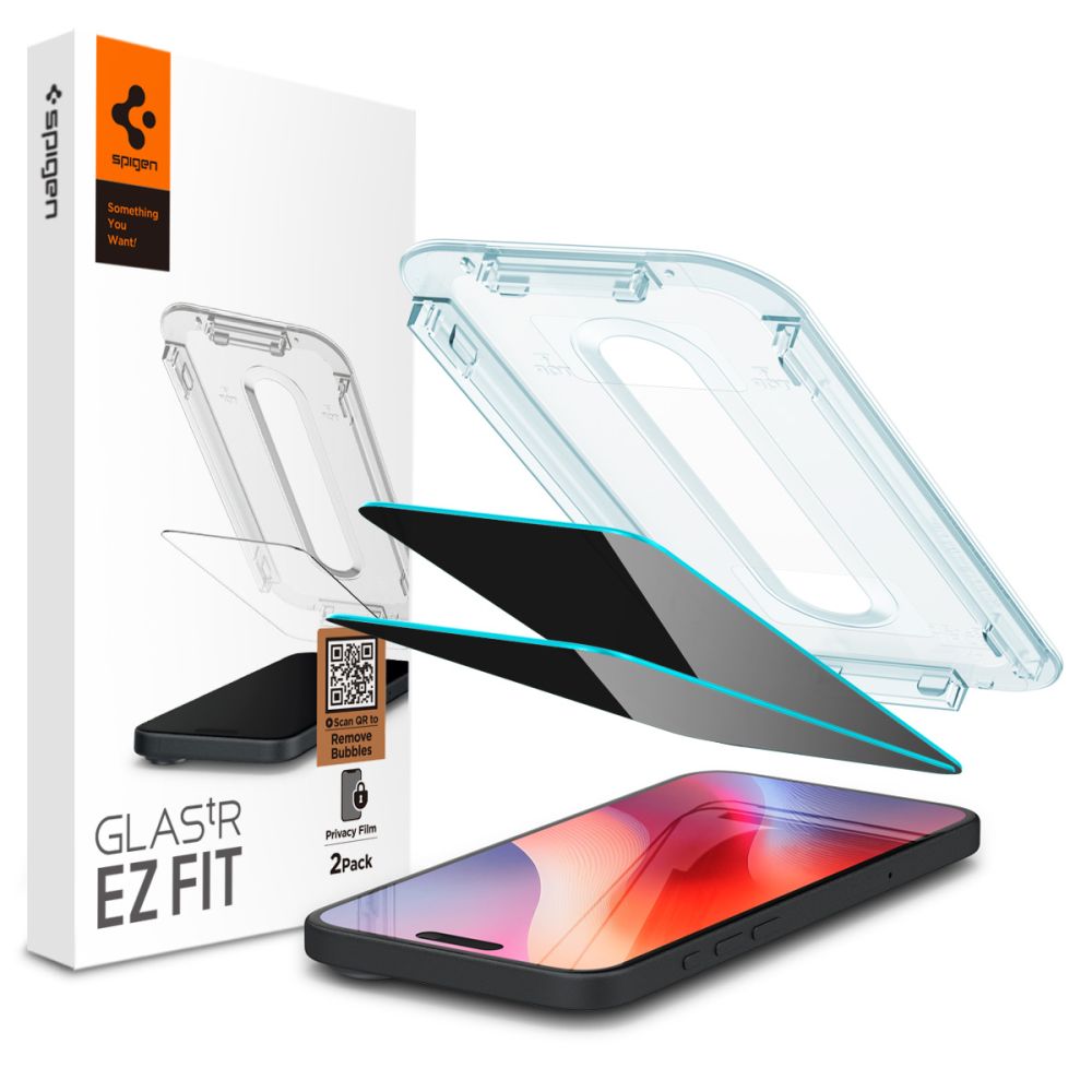 Spigen EZ FIT Privacy Screen Protector for Apple iPhone 16 Pro Max, Tempered Glass, Full Glue, 2.5D AGL07908