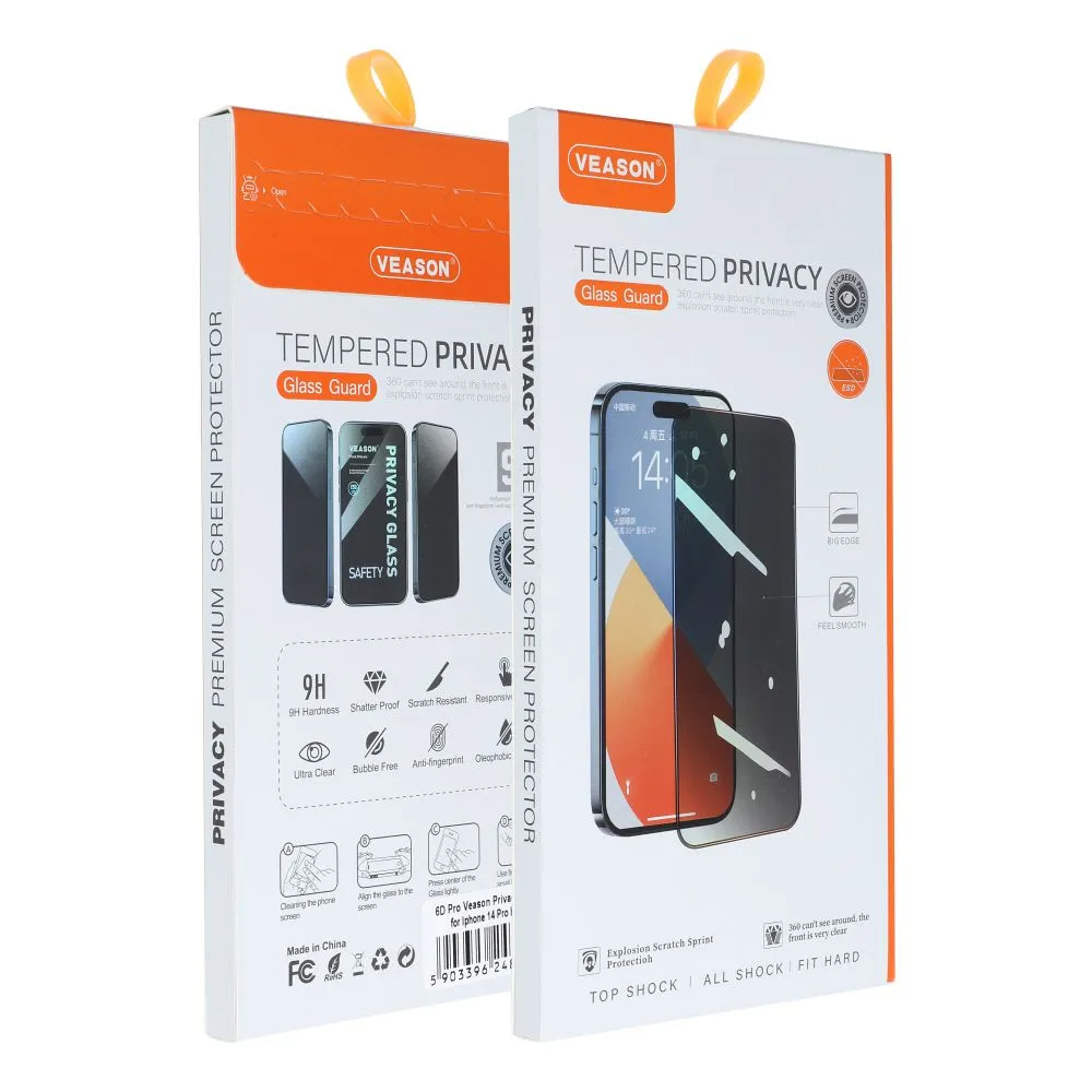 Veason Privacy Screen Protector for Apple iPhone 12 / 12 Pro, Tempered Glass, Full Glue, 6D
