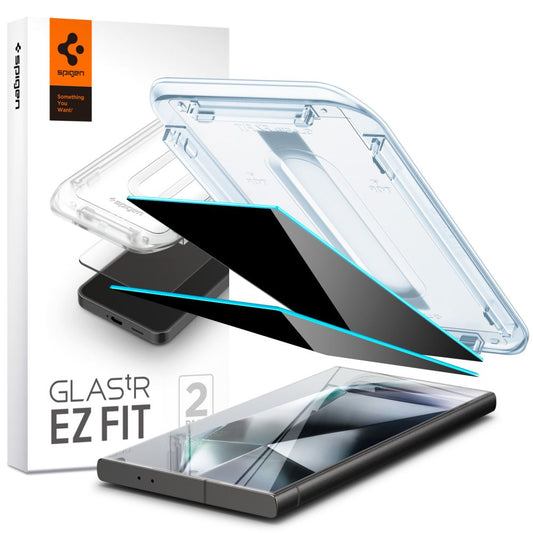 Spigen EZ FIT Privacy Screen Protector for Samsung Galaxy S24 Ultra S928, Tempered Glass, Full Glue, Set of 2 pieces