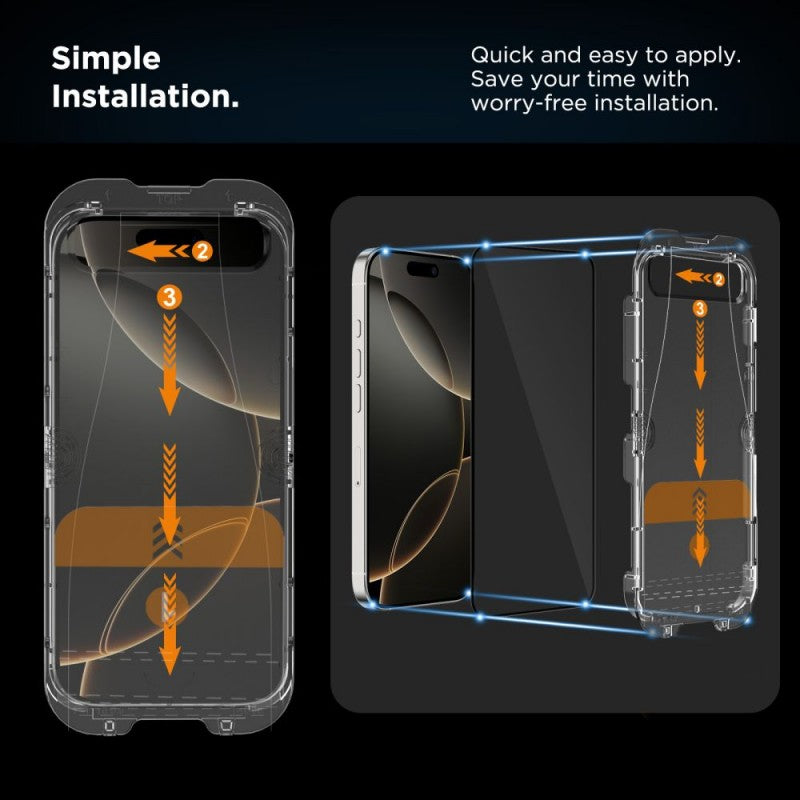 Tech-Protect Quick Set+ Screen Protector for Apple iPhone 17e / 16e / 14 / 13 Pro, Tempered Glass, Full Glue, 2-Piece Set, Black