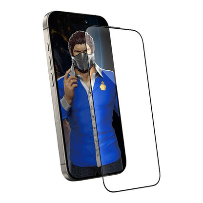 Blueo Anti-Dust HD Applicator Pro Screen Protector Film for Apple iPhone 15 Pro Max, Tempered Glass, Full Glue, Black