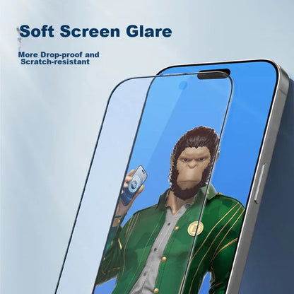 Blueo Anti-Glare Screen Protector Film for Apple iPhone 14 Pro, Tempered Glass, Full Glue, Black