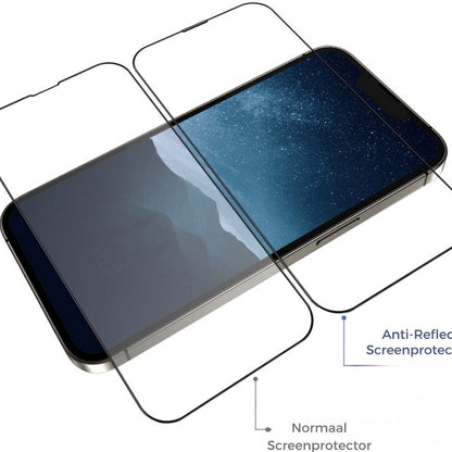 Blueo Anti-Reflective HD Screen Protector for Apple iPhone 16 / 15, Tempered Glass, Full Glue, Black