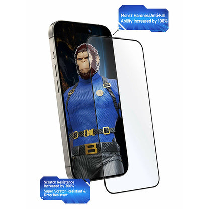 Blueo Crystal Anti-Scratch Screen Protector Film with Applicator for Apple iPhone 16 Pro Max, Tempered Glass, Full Glue, Black