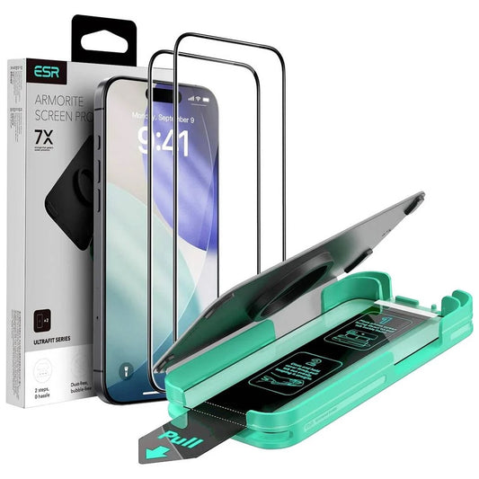 ESR Armorite UltraFit Screen Protector for Apple iPhone 17 Pro Max, Tempered Glass, Full Glue, Set of 2 Pieces, Black