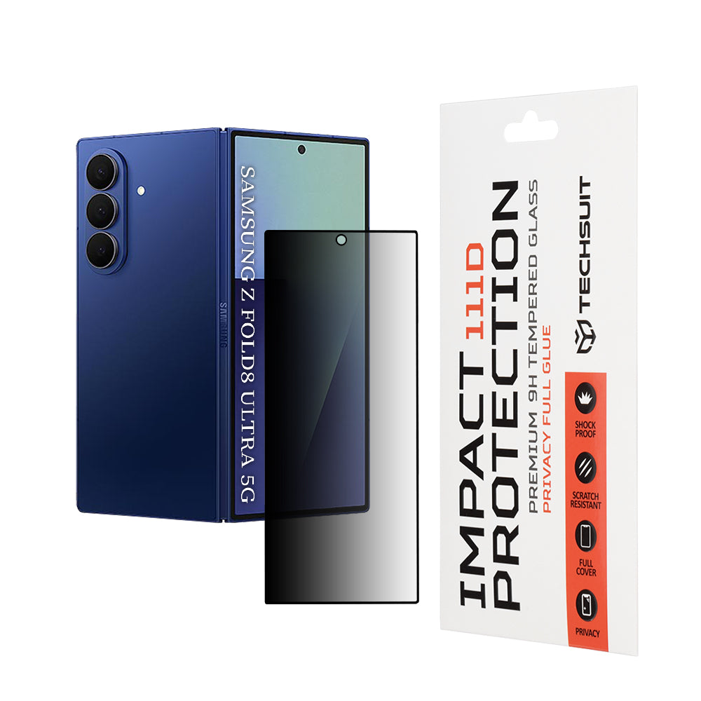 Privacy Techsuit Exterior Screen Protector for Samsung Galaxy Z Fold8 Ultra F971, Tempered Glass, Full Glue, 111D