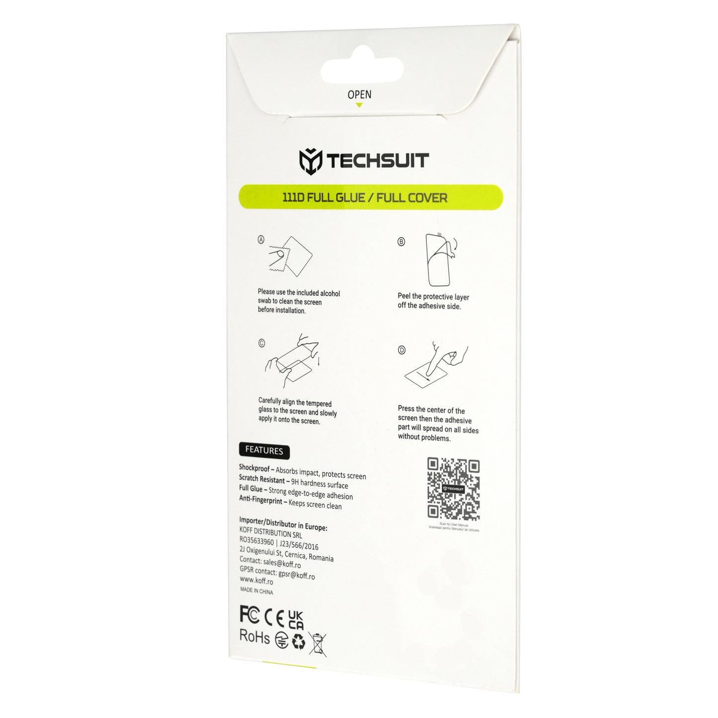 Techsuit Inner Screen Protective Film for Samsung Galaxy Z Fold8 F976, Tempered Glass, Full Glue, 111D, Black