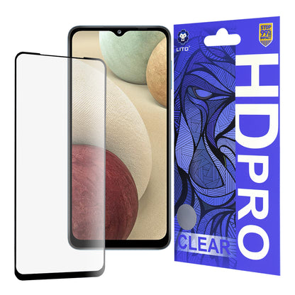 Lito HD Pro Clear Screen Protector Film for Samsung Galaxy F12 F127 / A12 Nacho A127 / M02 M022, Tempered Glass, Full Glue, Black
