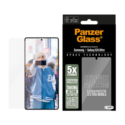 PanzerGlass Ultra-Wide Ceramic EasyAligner Screen Protector for Samsung Galaxy S25 Ultra S938, Tempered Glass, Full Glue