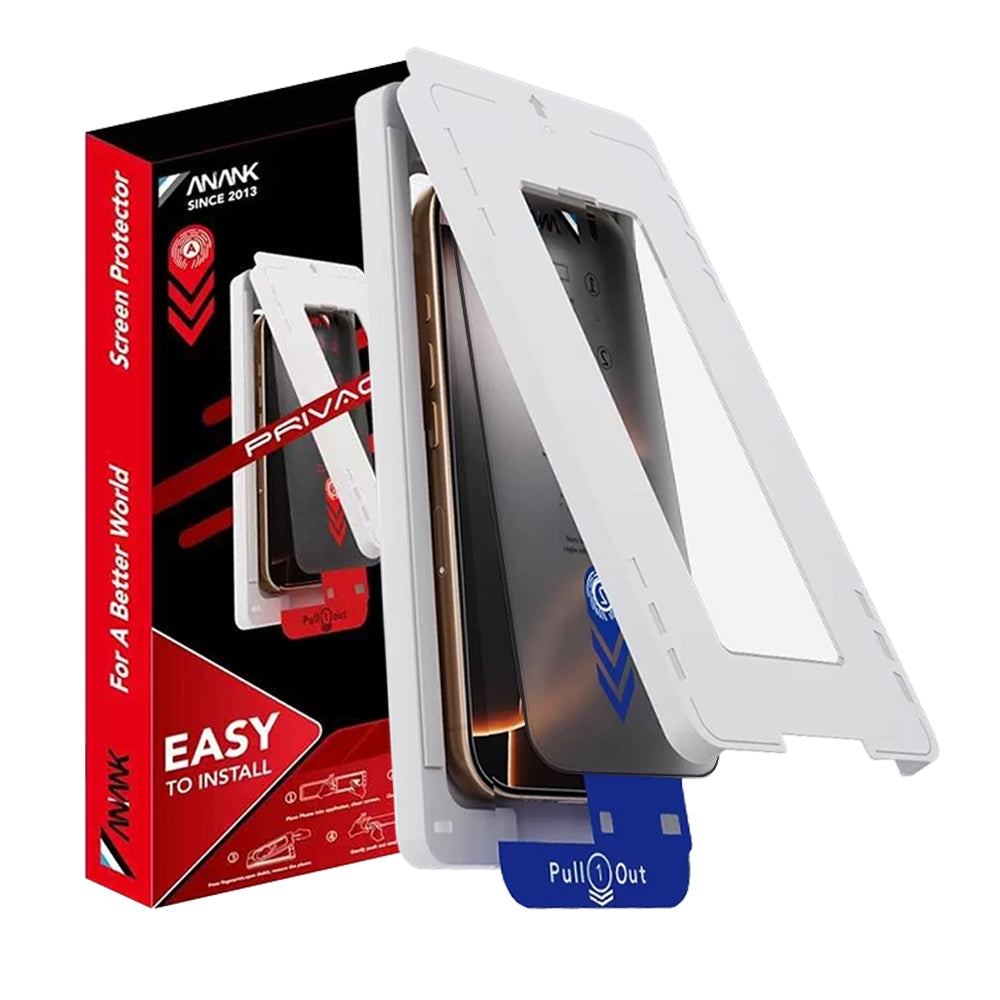 Anank 2X Reinforced Privacy Screen Protector for Apple iPhone 15 Pro Max, Tempered Glass, Full Glue, 2.5D