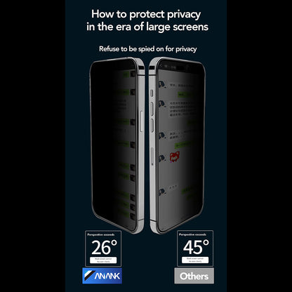 Anank 3X Reinforced Privacy Screen Protector for Apple iPhone 15 Pro Max, Tempered Glass, Full Glue, 2.5D