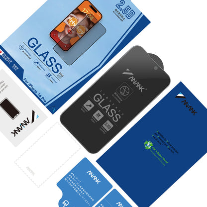 Anank 3X Reinforced Privacy Screen Protector for Apple iPhone 16 Pro, Tempered Glass, Full Glue, 2.5D
