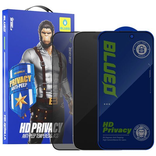 Blueo Anti-Peep Privacy Screen Protector Film for Apple iPhone 15 Pro Max, Tempered Glass, Full Glue