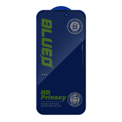Blueo Anti-Peep Privacy Screen Protector Film for Apple iPhone 15 Pro Max, Tempered Glass, Full Glue