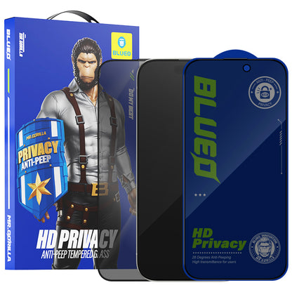 Blueo Anti-Peep Privacy Screen Protector for Apple iPhone 15 Pro, Tempered Glass, Full Glue