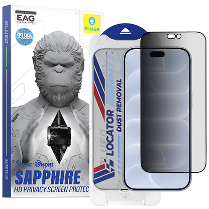 Blueo Premium Sapphire Applicator Privacy Screen Protector for Apple iPhone 18 Pro, Tempered Glass, Full Glue
