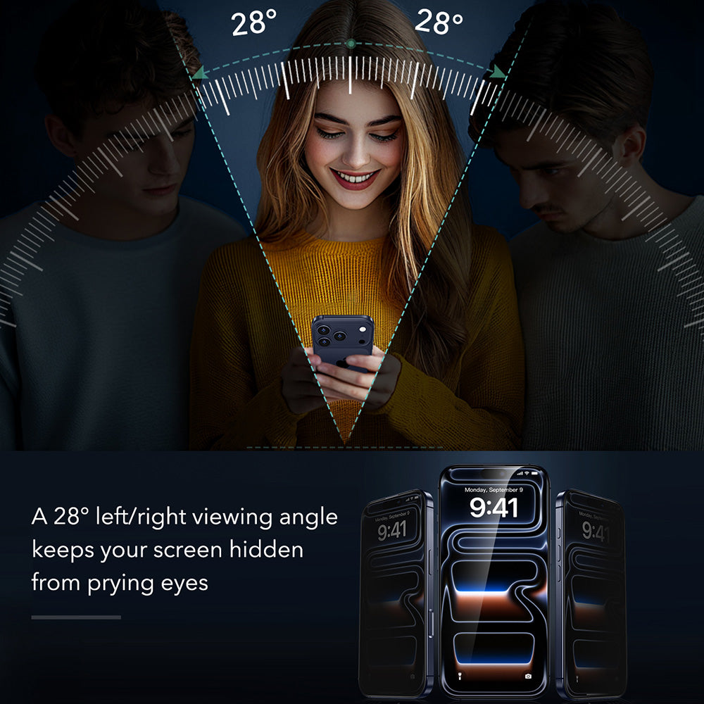 ESR Armorite UltraFit Privacy Screen Protector for Apple iPhone 18 Pro, Tempered Glass, Full Glue, Set of 2 pieces