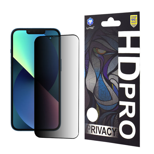 Privacy Screen Protector Lito HD Pro for Apple iPhone 17e / 16e / 14 / 13 Pro, Tempered Glass, Full Glue