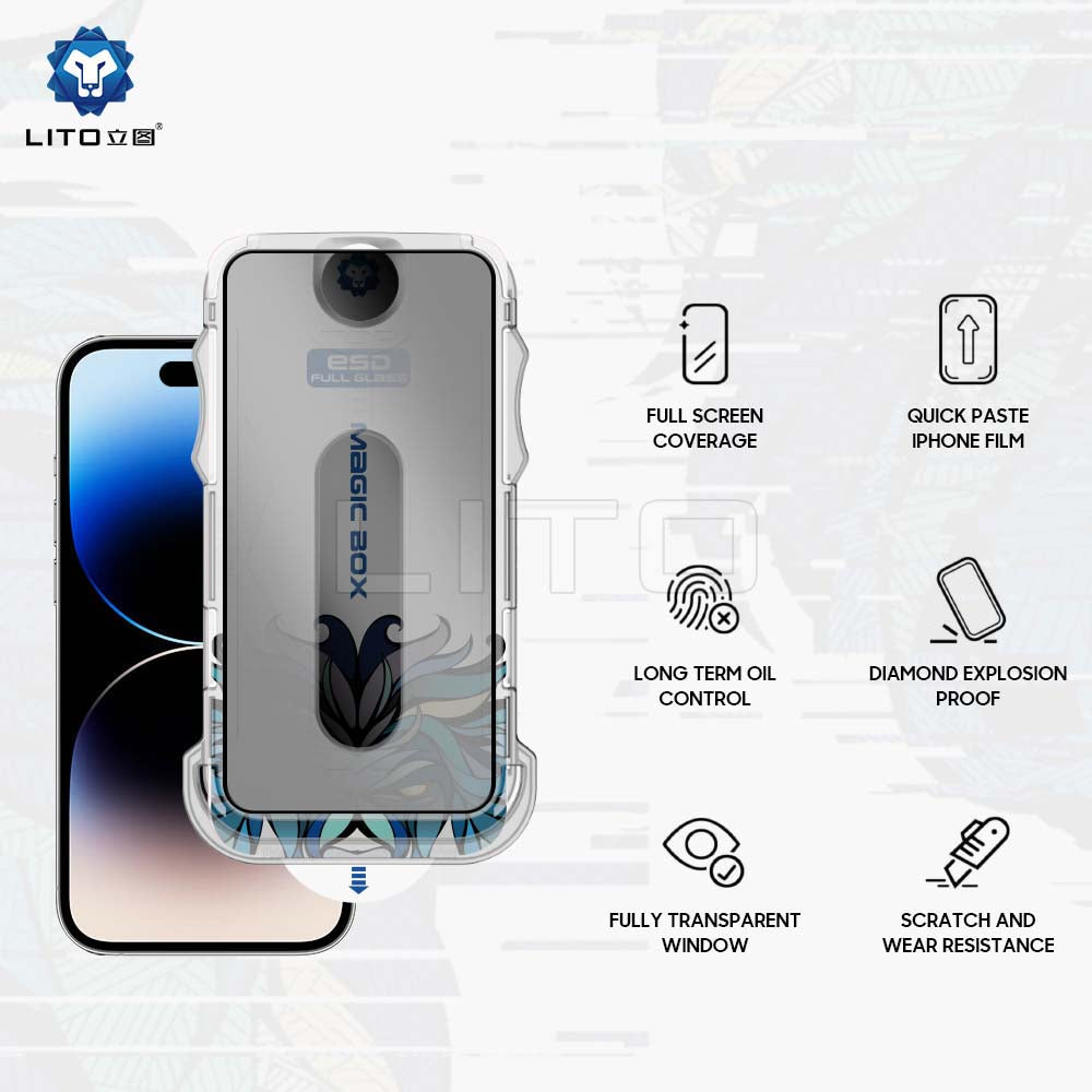 Privacy Screen Protector Lito Magic Glass Box D+ Tools for Apple iPhone 11 Pro Max, Tempered Glass, Full Glue