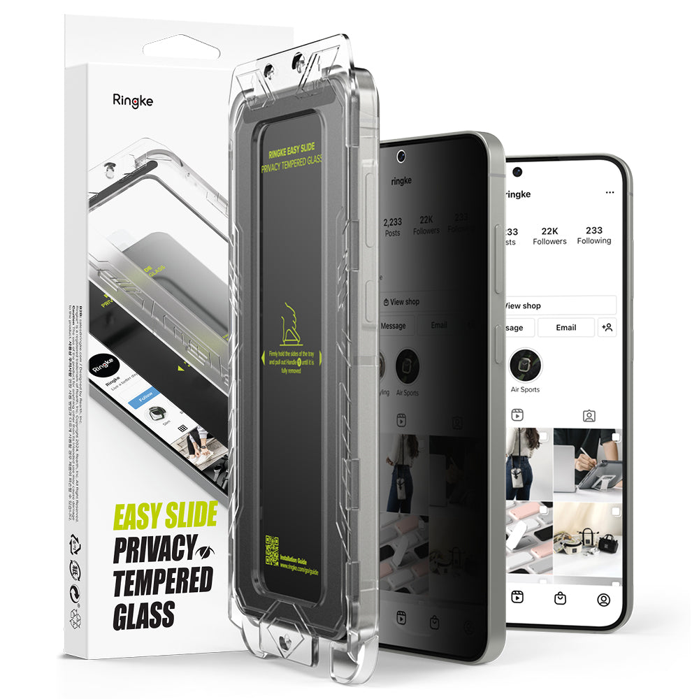 Ringke Easy Slide Privacy Screen Protector for Samsung Galaxy S25+ S936, Tempered Glass, Full Glue, Set of 2 pieces