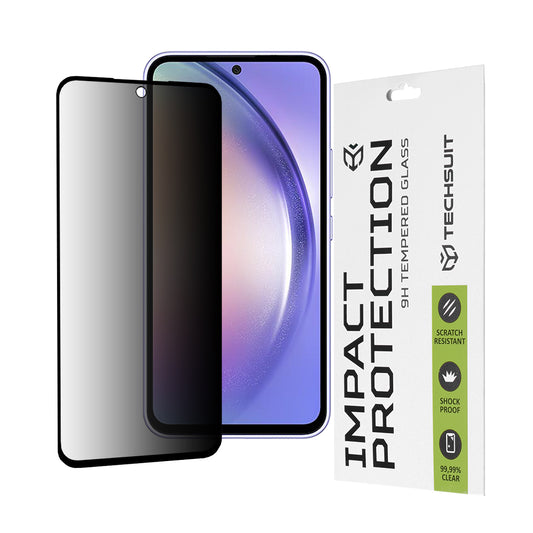 Privacy Techsuit Screen Protector Film for Samsung Galaxy A54 A546, Tempered Glass, Full Glue, 111D