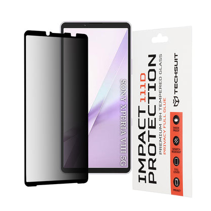 Privacy Screen Protector Techsuit for Sony Xperia 10 VIII, Tempered Glass, Full Glue, 111D