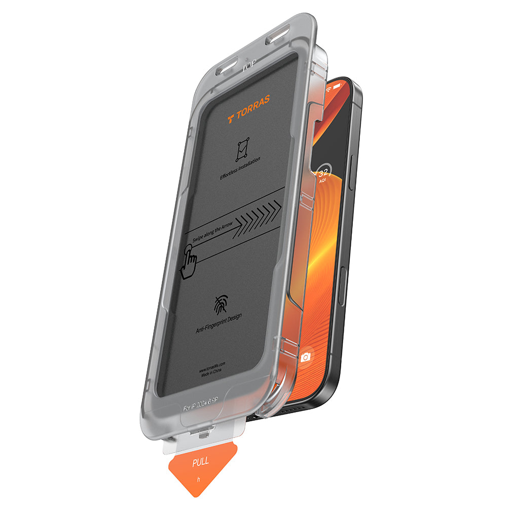 Privacy Screen Protector Torras GlassGo Install Master for Apple iPhone 16 Pro Max, Tempered Glass, Full Glue