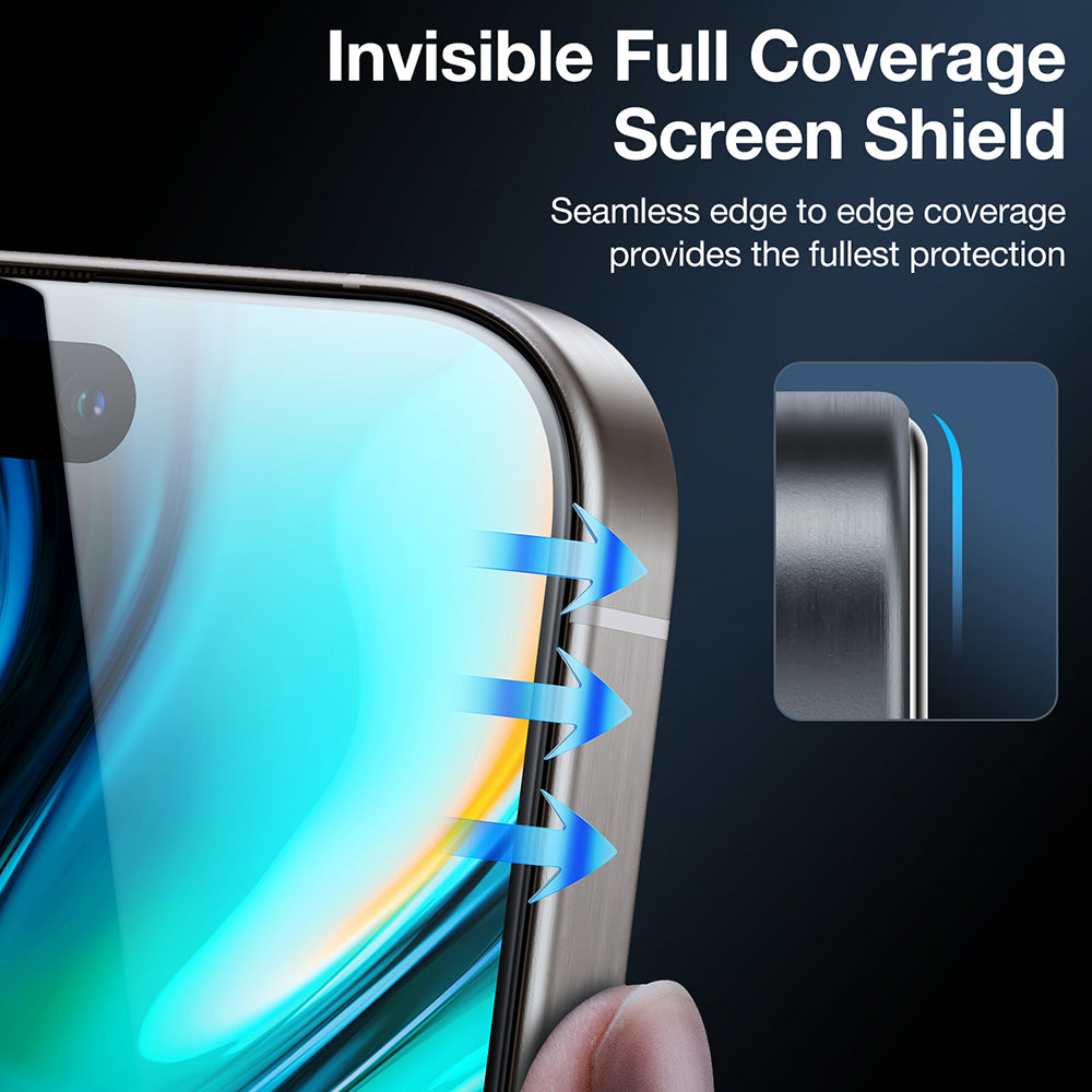 Privacy Screen Protector Torras GlassGo Install Master for Apple iPhone 16 Pro Max, Tempered Glass, Full Glue