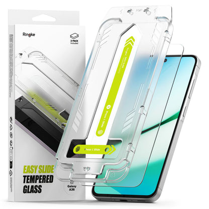 Ringke Easy Slide Screen Protector for Samsung Galaxy A36 A366, Tempered Glass, Full Glue, Set of 2 pieces