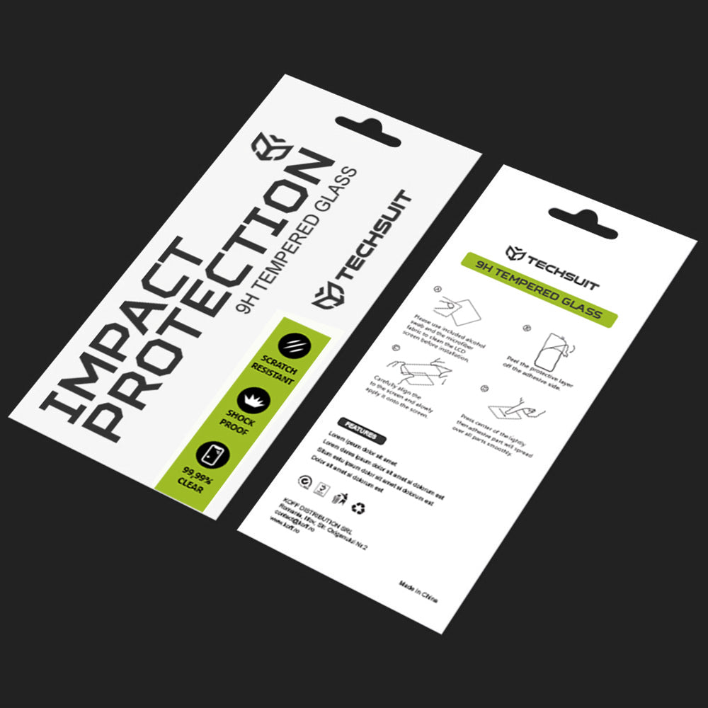 Techsuit M2 Screen Protector Film for Apple iPhone 17e / 16e / 14 / 13 Pro, Tempered Glass, Full Glue, 111D, Black